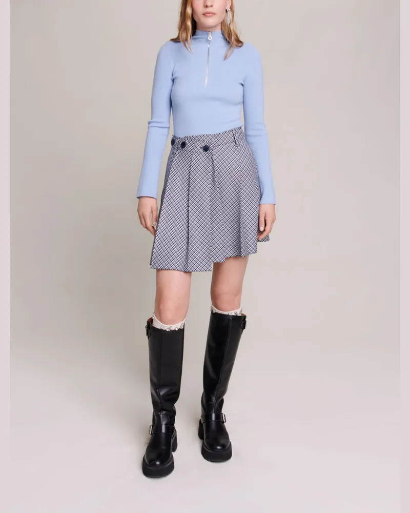 Maje Rocl Mit Wickeleffekt - Blau / Grau Blau