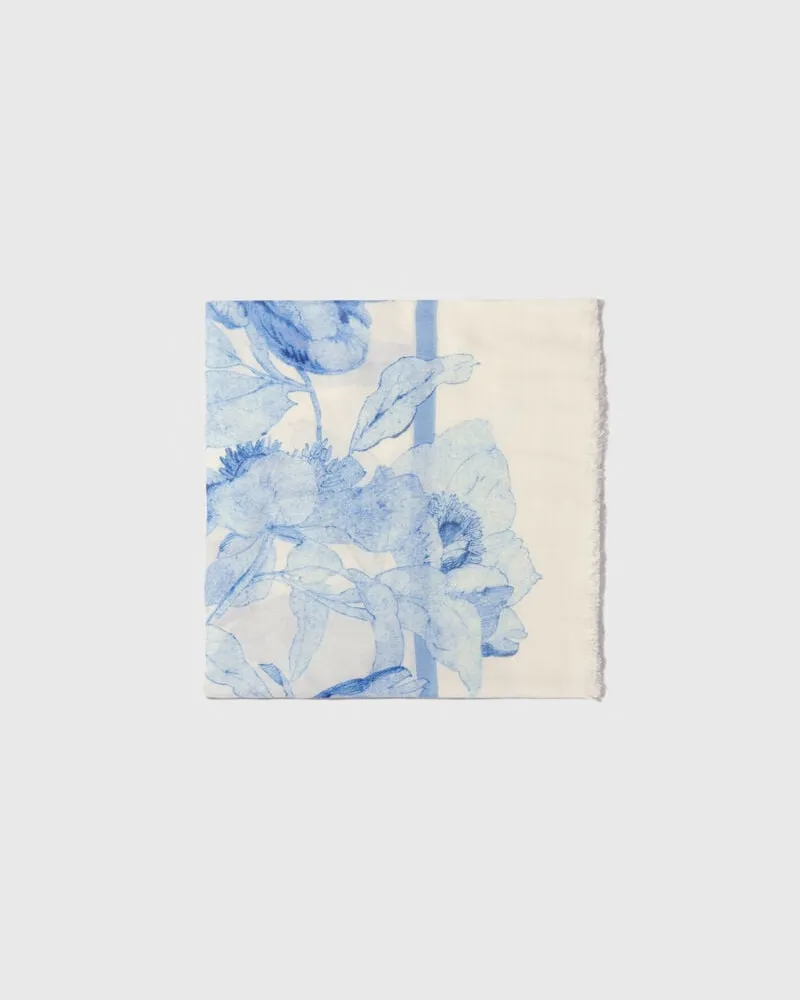 Maje Schal 140x140 Zum Thema „aquarell" - Weiß/blau Weiß