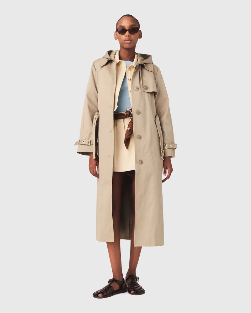 Maje Trenchcoat Mit Abnehmbarer Kapuze - Kamel Kamel