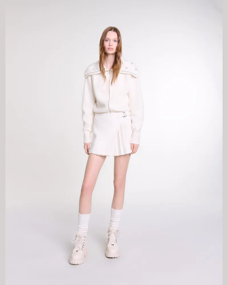 Maje Plissierter Hosenrock Aus Tweed - Ecru Ecru