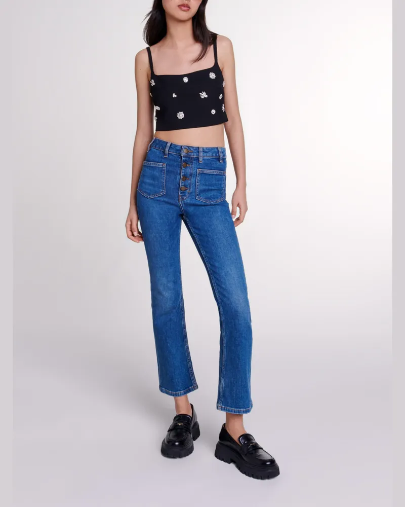 Maje Crop-top Mit Strass - Festliche Kleidung - Schwarz Schwarz