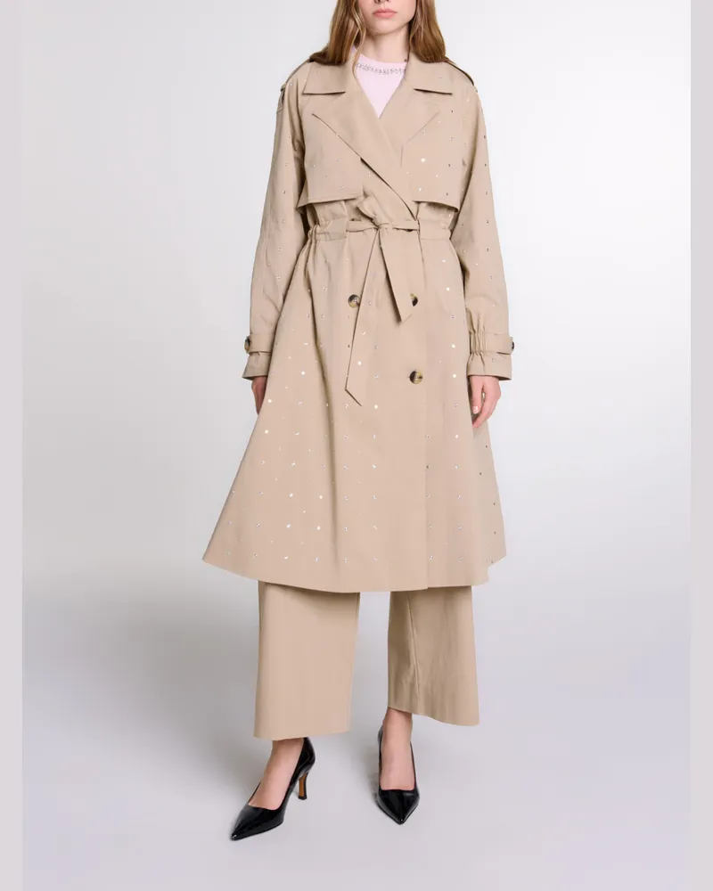Maje Nieten-trenchcoat, Stretch-taille - Beige Beige