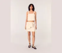 Kurzes Strick-top Mit Tweed-effekt - Ecru