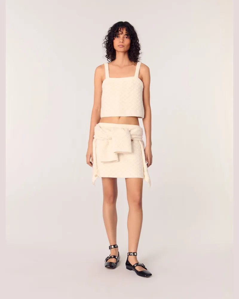 Maje Kurzes Strick-top Mit Tweed-effekt - Ecru Ecru