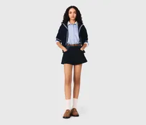 Tweed-shorts Mit Denim-details - Marineblau