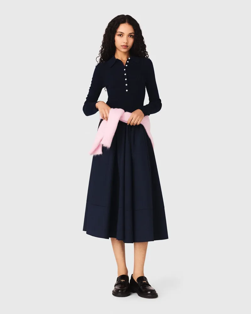 Maje Rippstrickpullover Mit Polokragen - Marineblau Marine