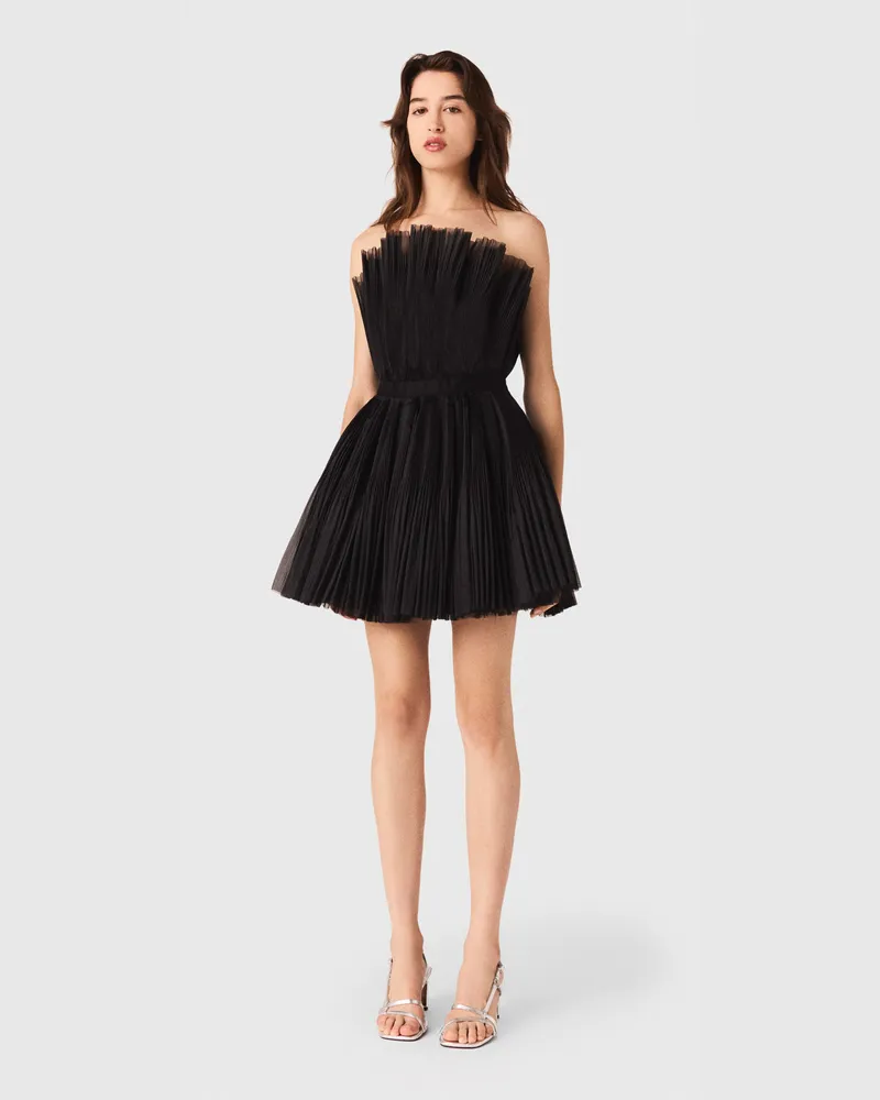 Maje Bustierkleid Aus Tüll Und Organza - Schwarz Schwarz