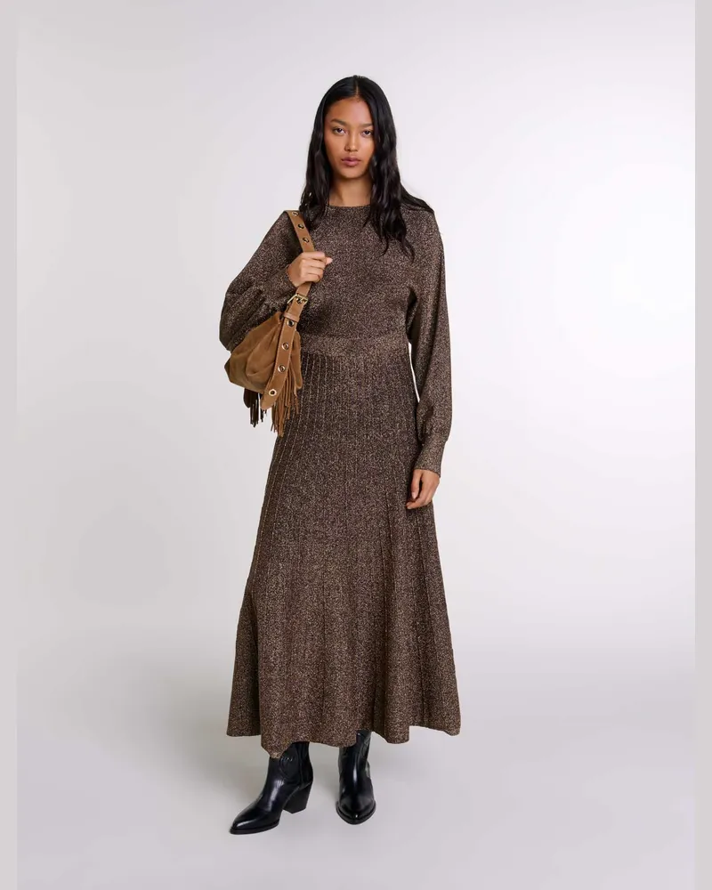 Maje Langes Kleid Aus Glänzendem Strick - Golden Golden