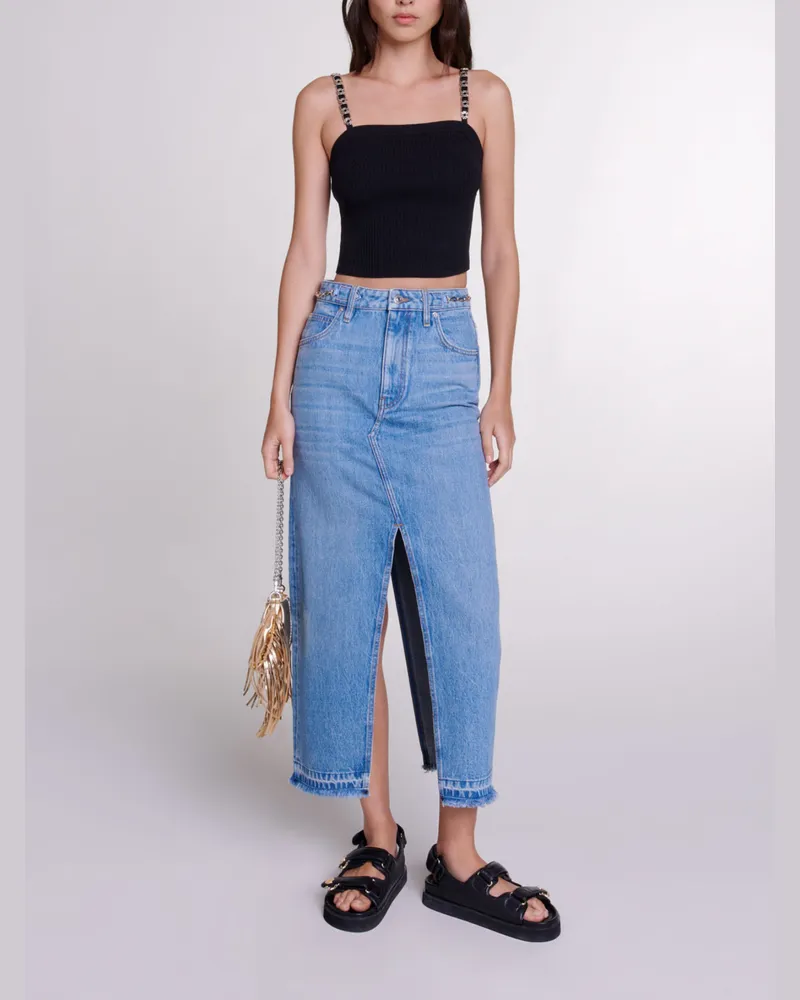 Maje Kurzes Top Mit Abnehmbaren Trägern - Schwarz Schwarz