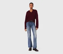 Strickjacke Mit Offenem Polokragen - Rot Bordeaux