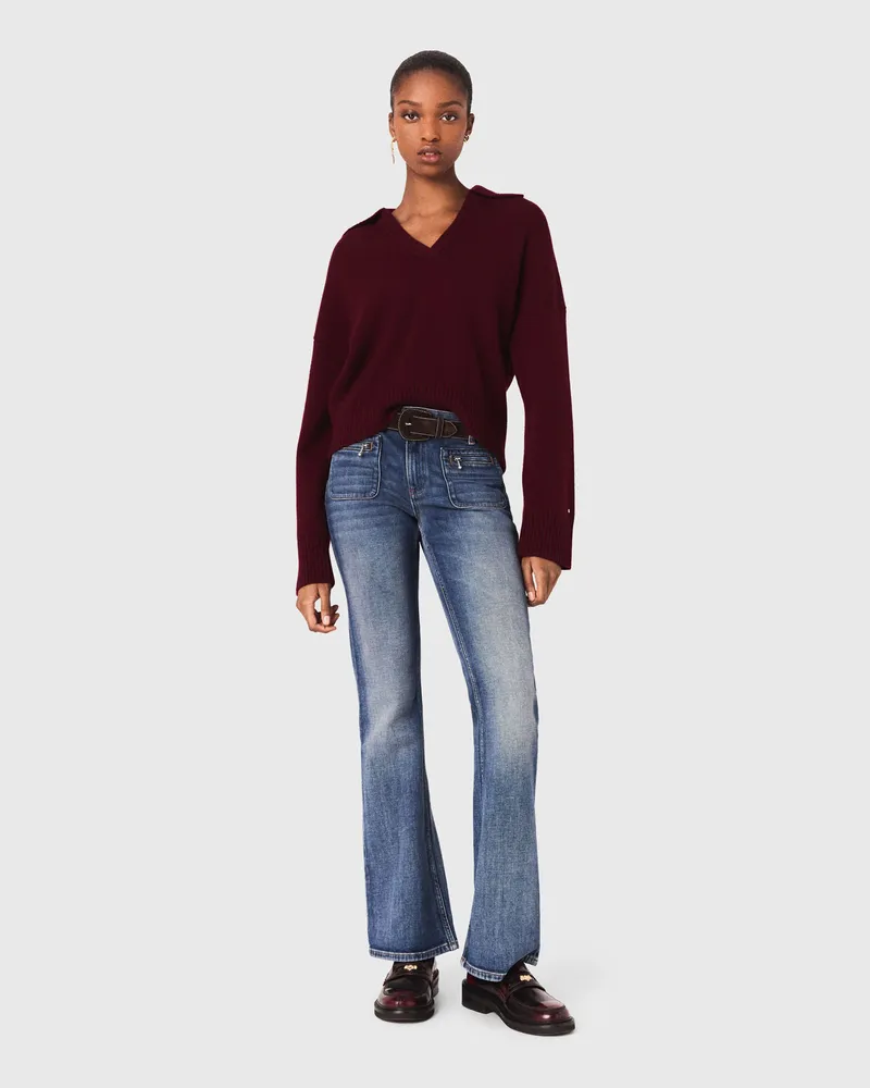 Maje Strickjacke Mit Offenem Polokragen - Rot Bordeaux Bordeaux
