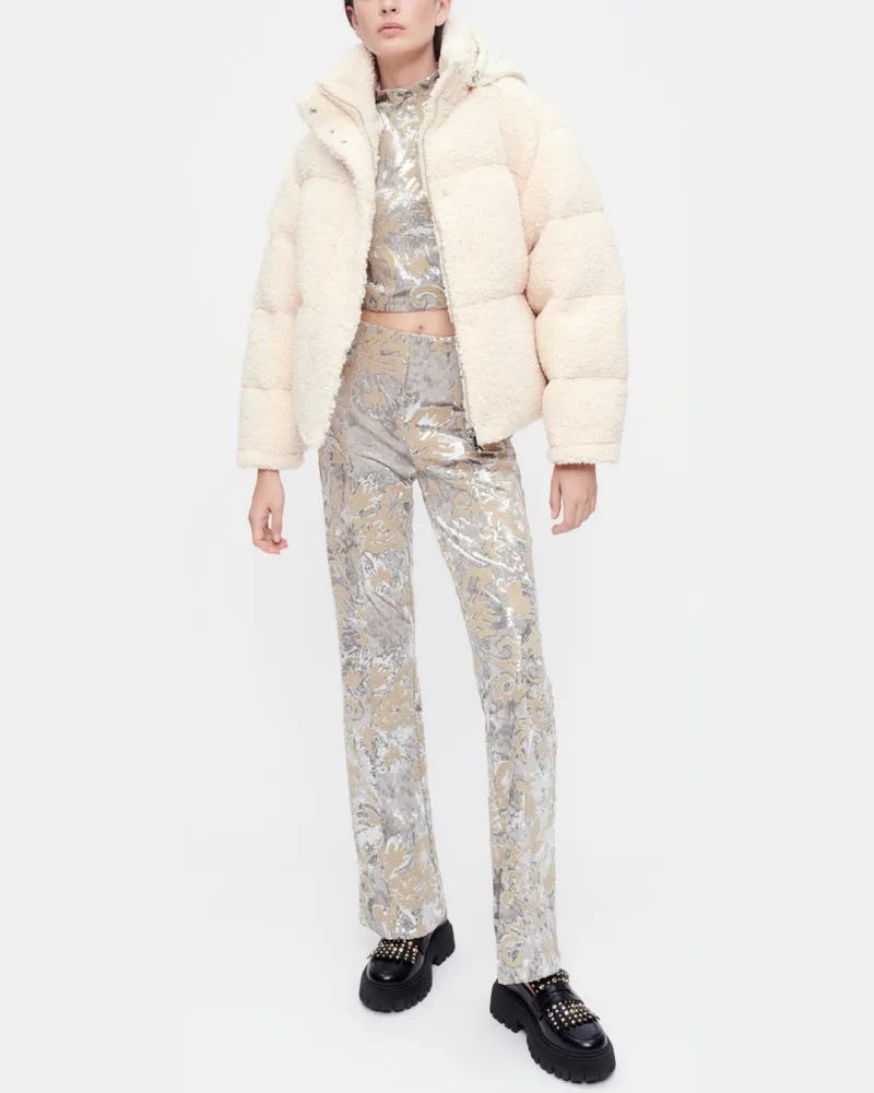 Maje Mit Pailletten Bestickte Samthose - Silber Silber
