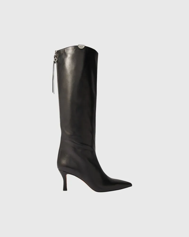 Maje Spitze Lederstiefeletten - Schwarz Schwarz