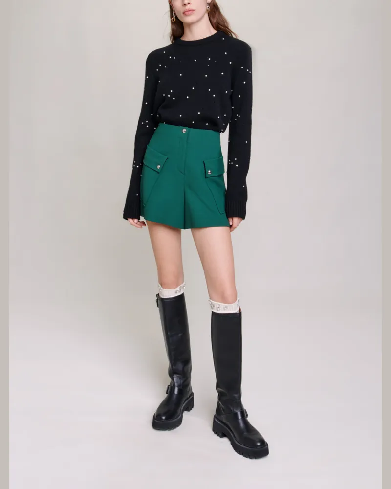 Maje Strukturierte Shorts Mit Taschen - Flaschengrün Flaschengrün