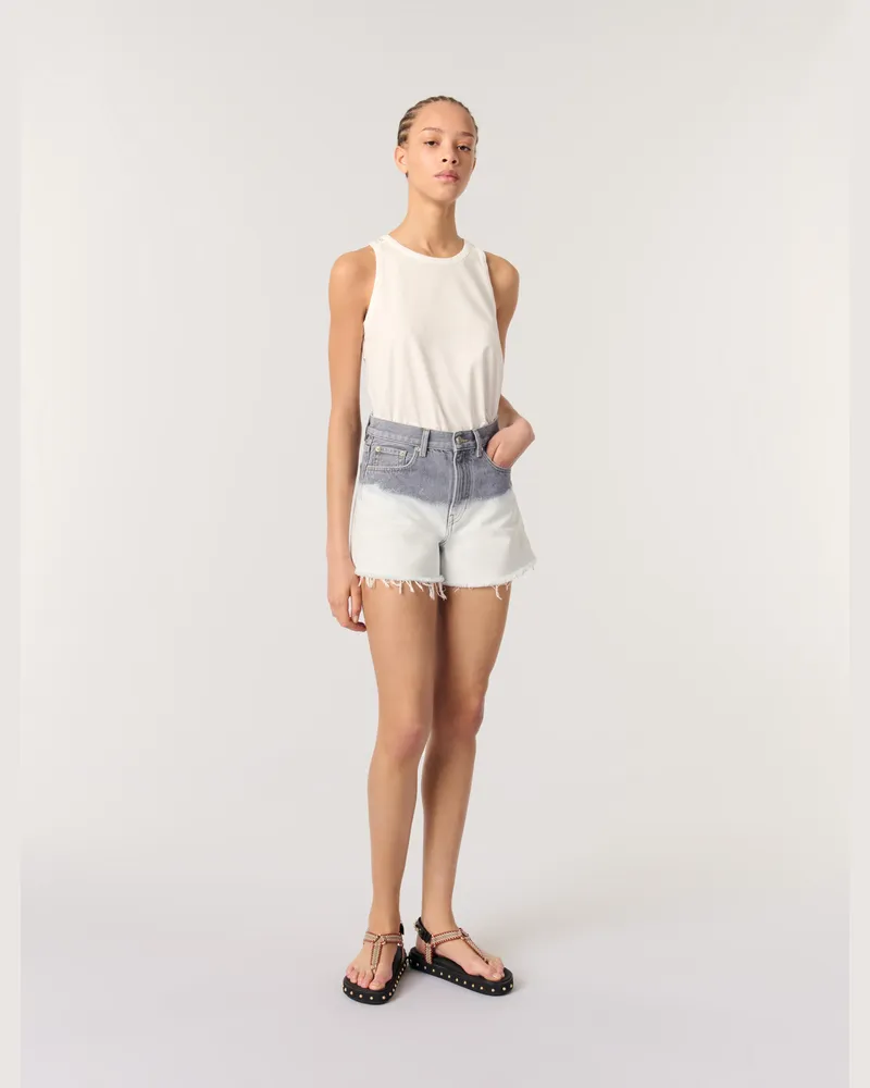 Maje Batik-shorts Aus Denim - Grau/weiß Grau
