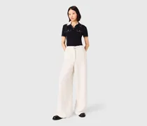 Weite Tweedhose - Ecru