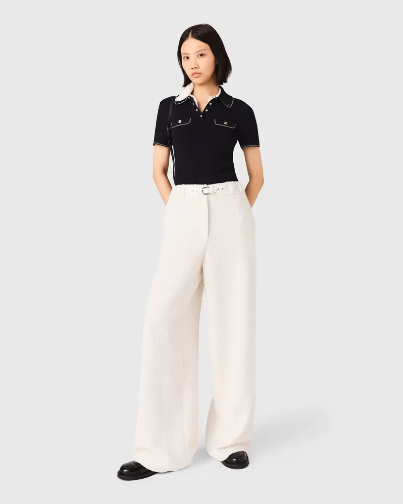 Maje Weite Tweedhose - Ecru Ecru