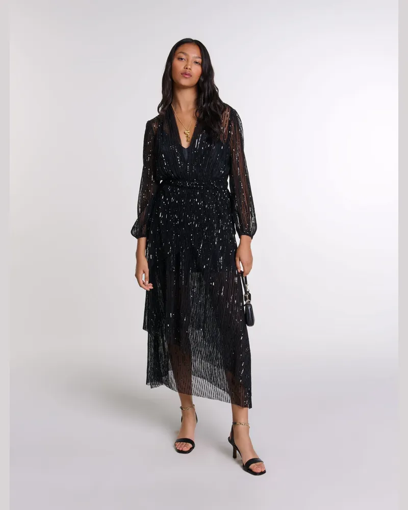 Maje Langes Kleid Mit Palletten - Abendkleid - Schwarz Schwarz
