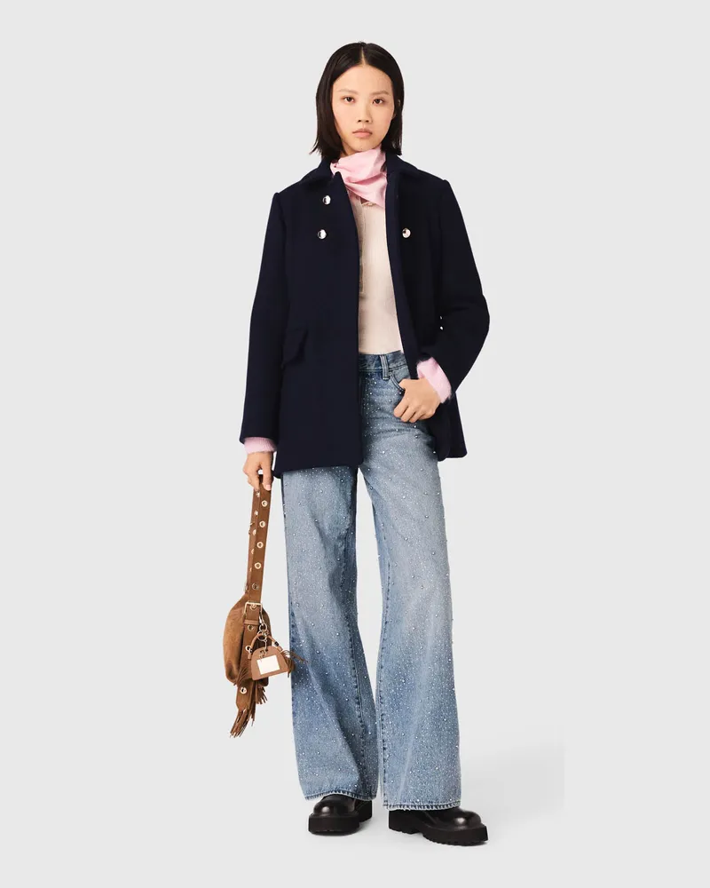 Maje Mantel Aus Wollgemisch - Marineblau Marine