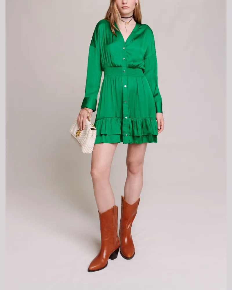 Maje Kurzes Satinkleid - Grün Grün