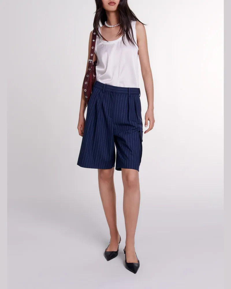 Maje Gestreifte Bermudashorts - Rayure Tennis Marine Rayure