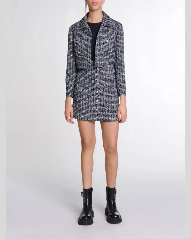 Maje 2-in-1 Tweed-kleid - Schwarz / Weiß Schwarz