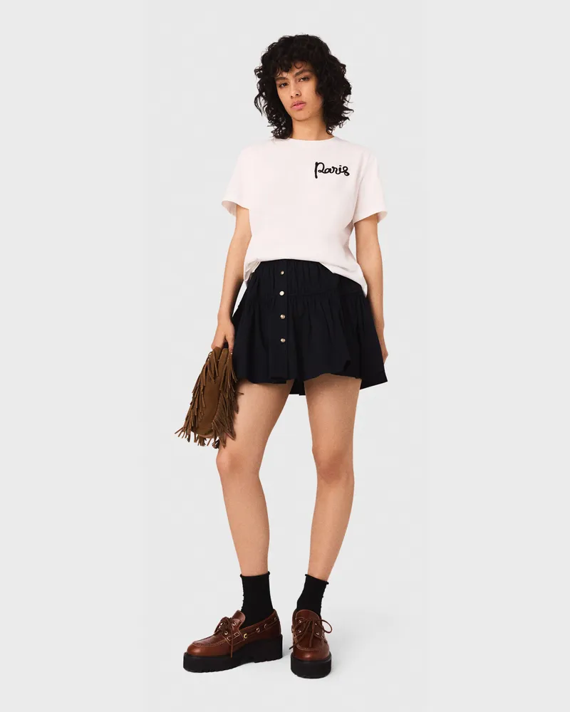 Maje T-Shirt Mit Gesticktem Paris-logo - Weiß Weiß