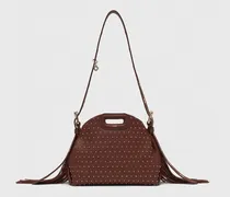 Miss M Mini Tasche Nietenleder - Braun