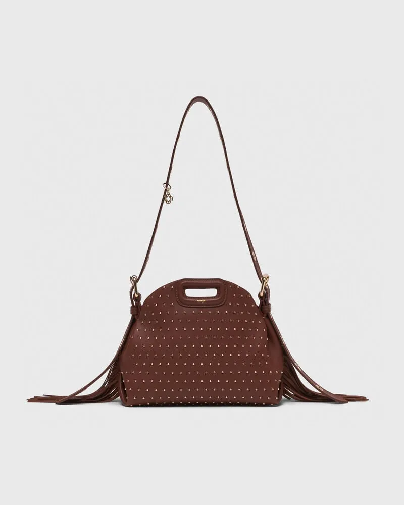 Maje Tasche Miss M Mini, Leder Nieten - Braun Braun