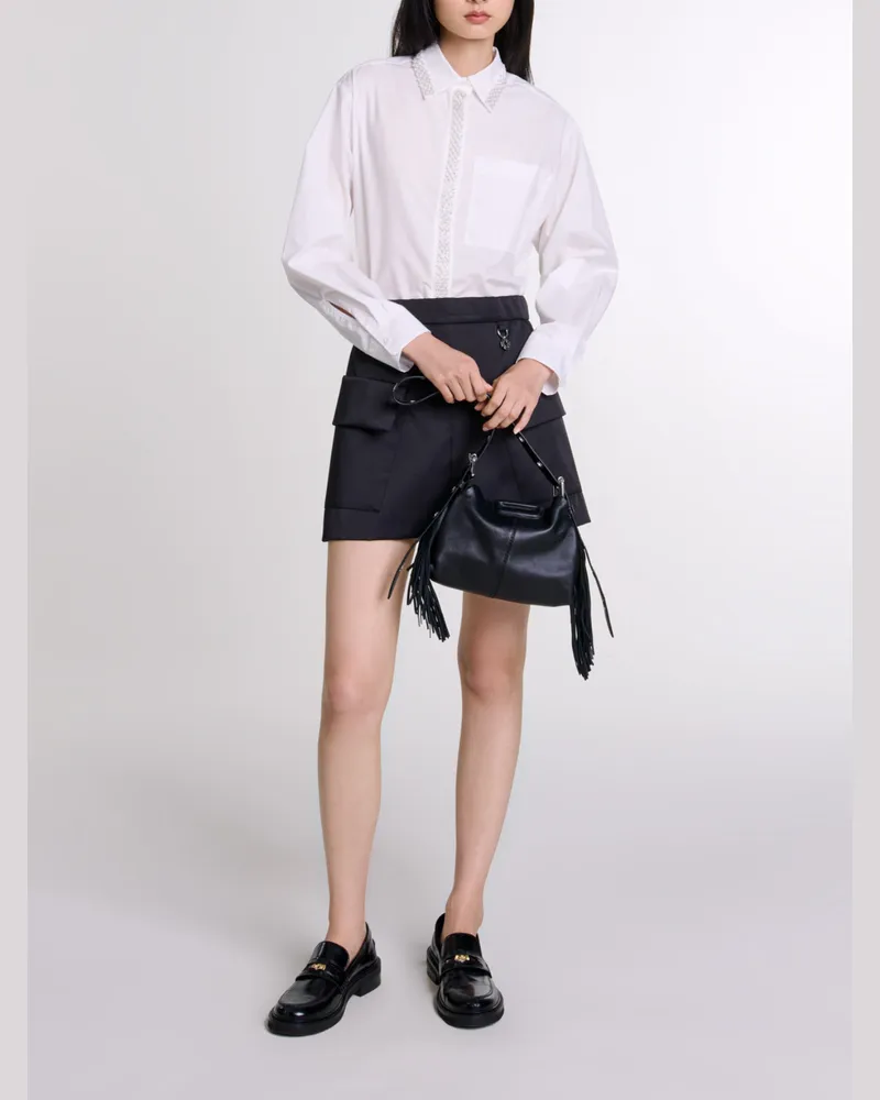 Maje Kurzer Satinrock - Schwarz Schwarz