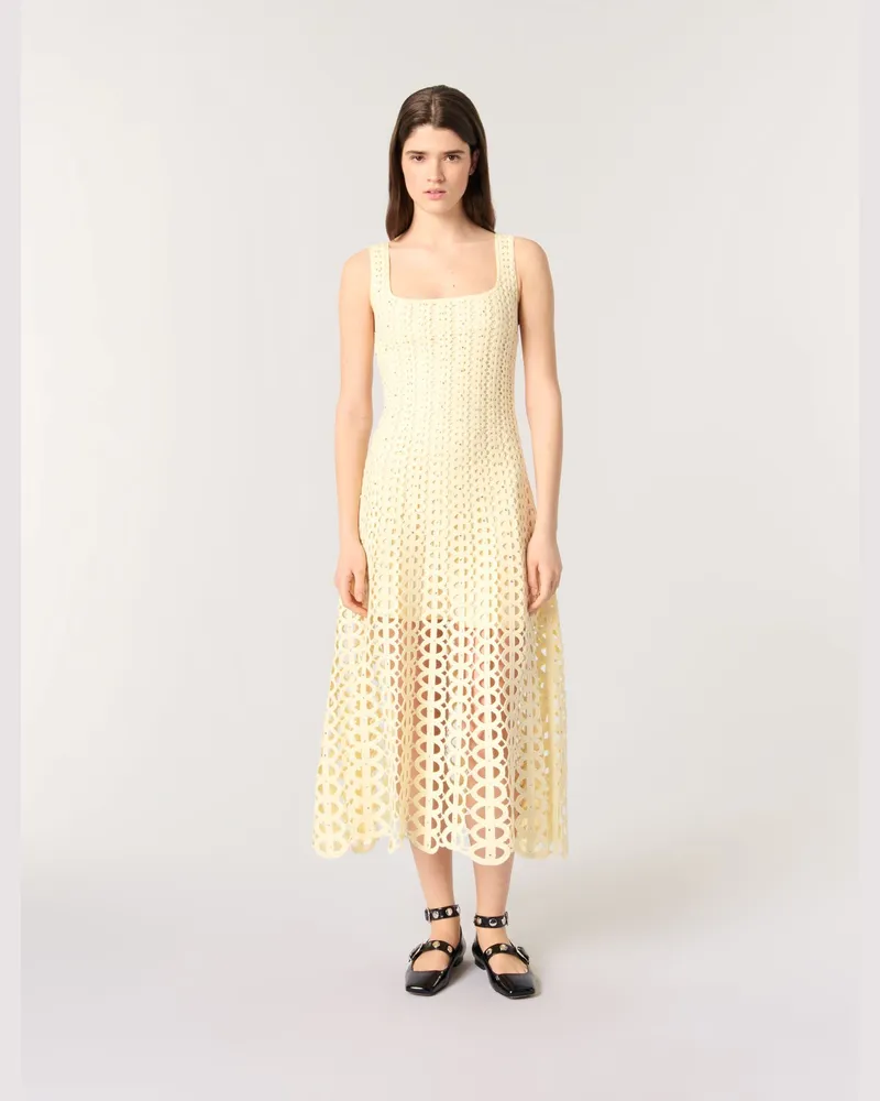 Maje Midi-häkelkleid Mit Strass - Gelb Gelb