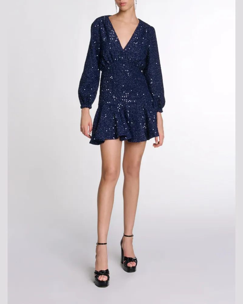 Maje Kurzes Paillettenkleid - Abendkleid - Marineblau Marine