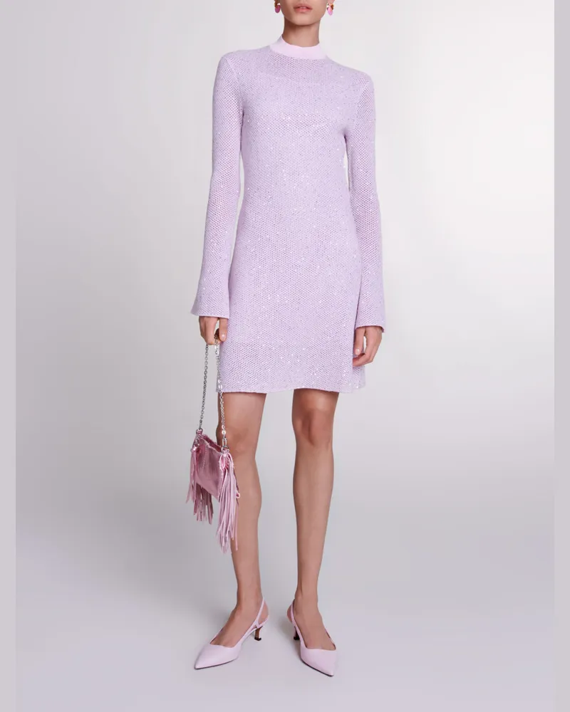 Maje Halbdurchsichtiges Strickkleid - Abendkleid - Rosa Rosa