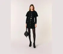 2-in-1-strickkleid Mit Cape - Schwarz