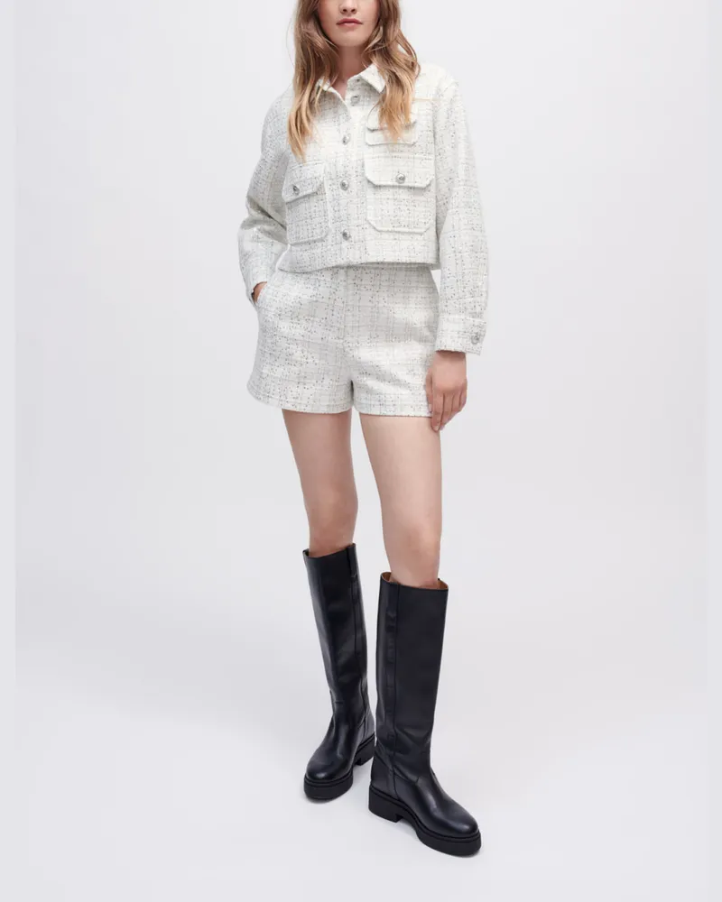 Maje Shorts Aus Ecrufarbenem Tweed - Weiß Weiß
