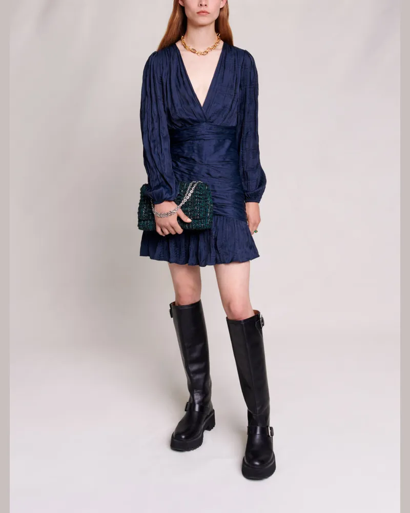 Maje Kurzes Drapiertes Kleid - Marineblau Marine