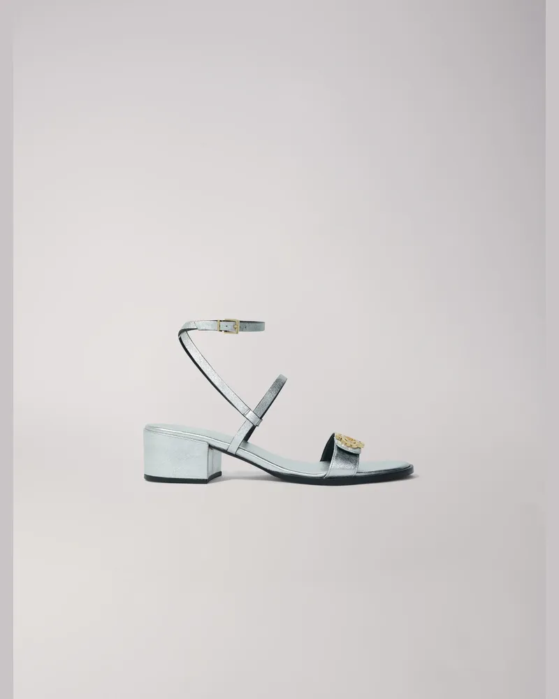 Maje Ledersandalen Mit Riemen - Silber Silber
