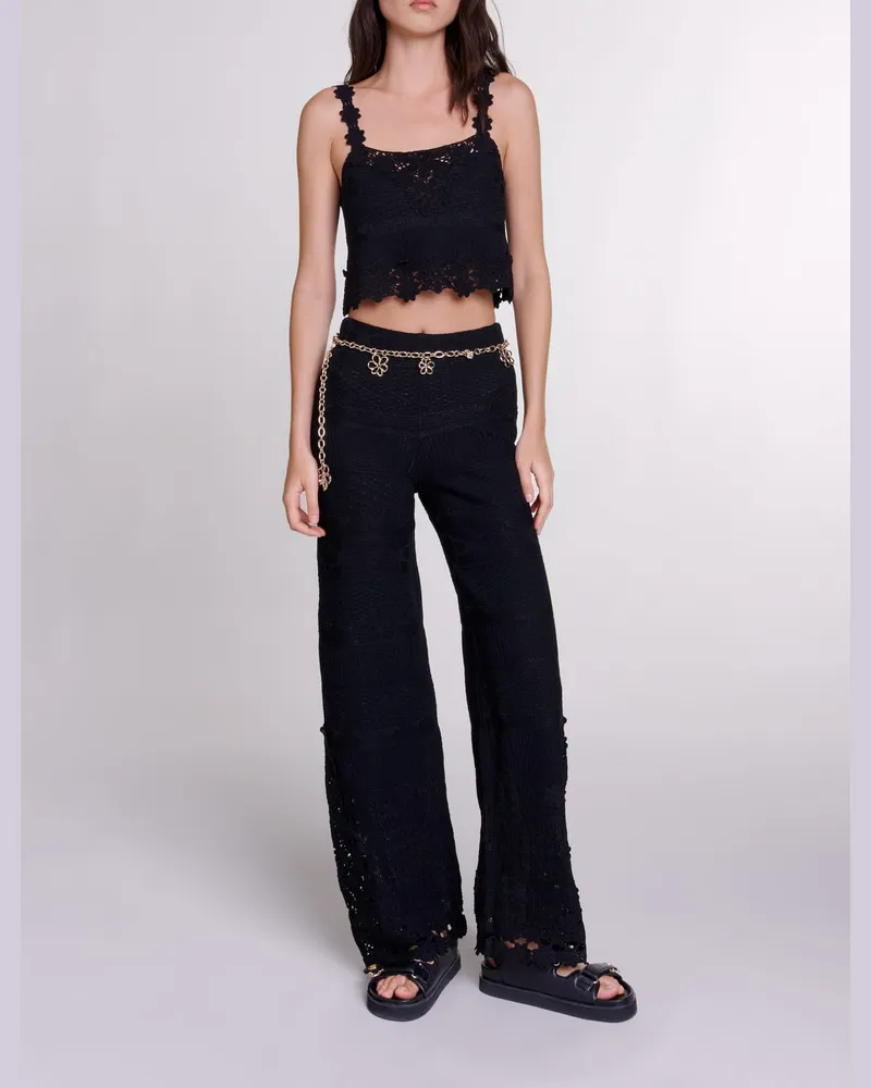 Maje Gehäkelte Hose - Schwarz Schwarz