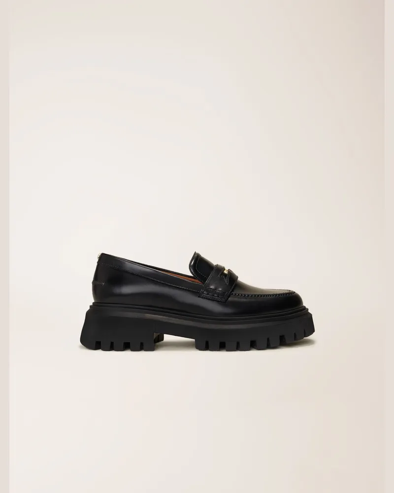 Maje Loafer Aus Leder - Schwarz Schwarz