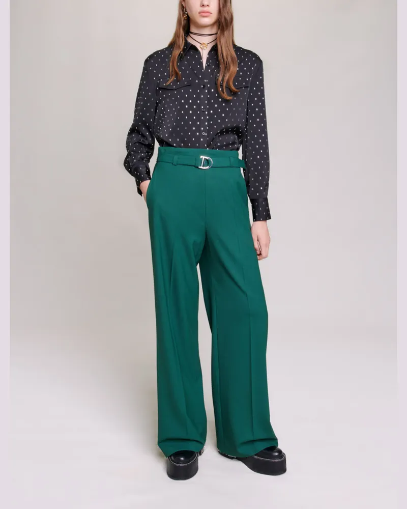 Maje Satinhemd Mit Strass - Schwarz Schwarz