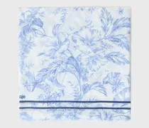 Schal Aus Wollmix Mit Blumenprint - Weiß/blau