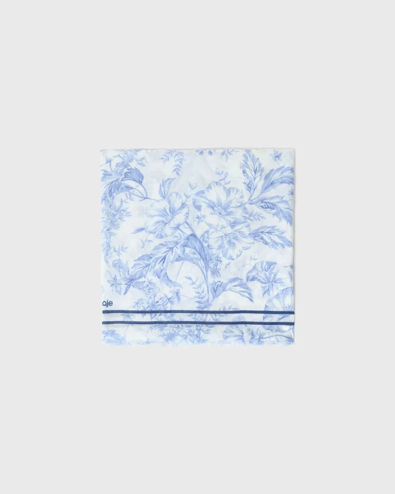 Maje Schal Aus Wollmix Mit Blumenprint - Weiß/blau Weiß