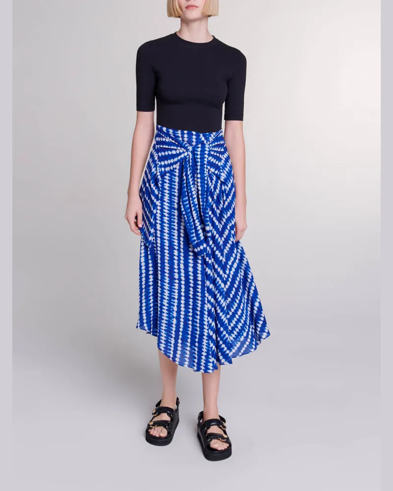 Maje Langes Kleid Mit 2-in1-effekt - Imprime Tie Dye Goutte Bleu Imprime