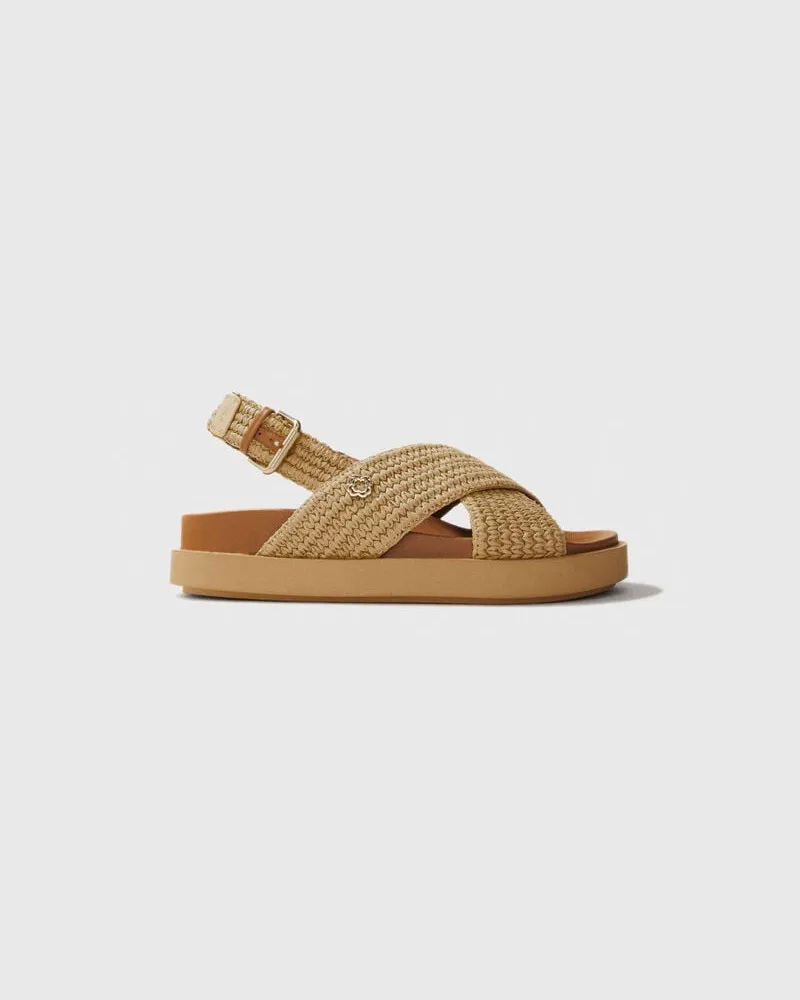 Maje Flache Sandalen In Bastoptik - Beige Beige