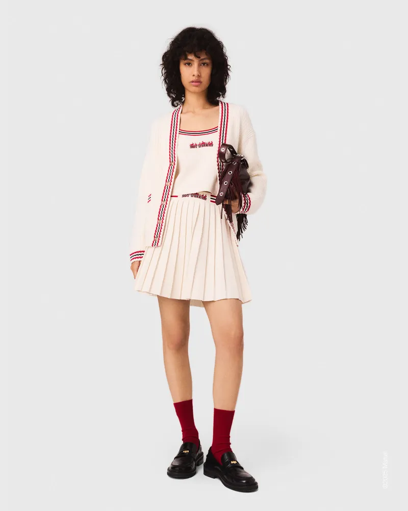 Maje Langer Cardigan Mit Stickereien - Weiß Weiß