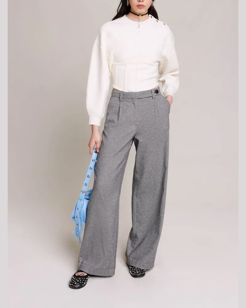 Maje Weite Anzughose - Schwarz / Weiß Schwarz