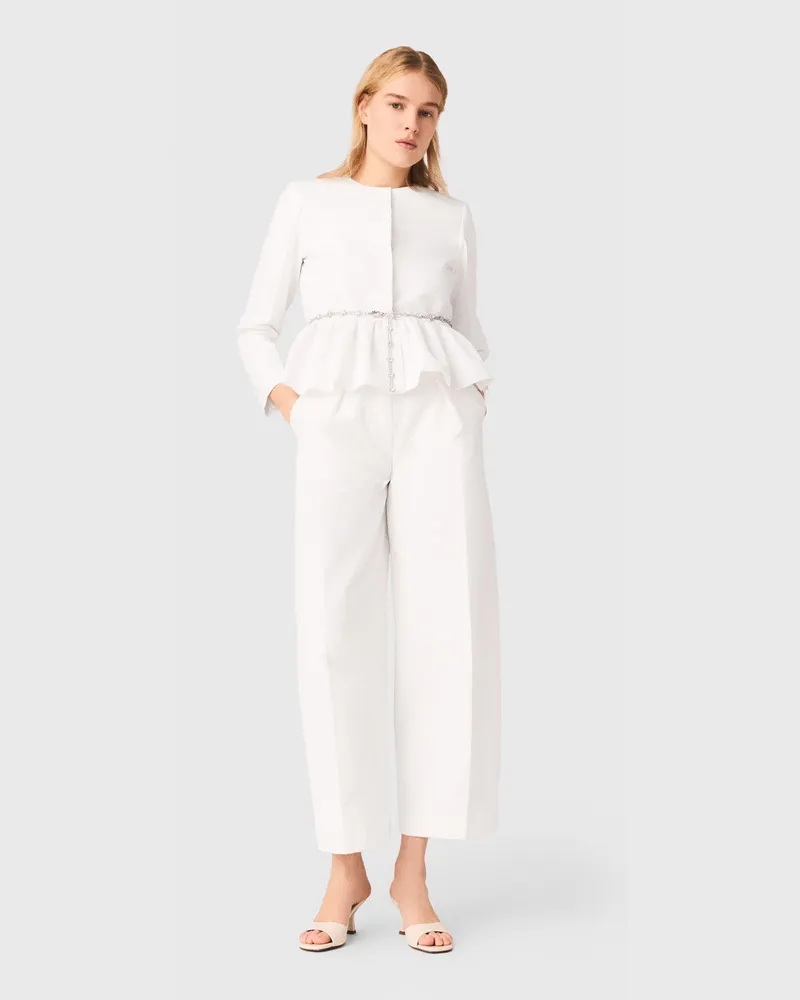 Maje Kurze Jacke Mit Schmuckgürtel - Weiß Weiß