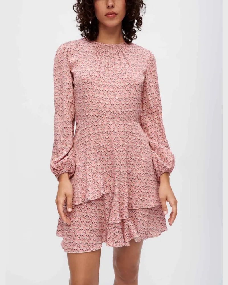 Maje Bedrucktes Kleid Aus Viskose - Mini-blumen Rosa Mini-blumen