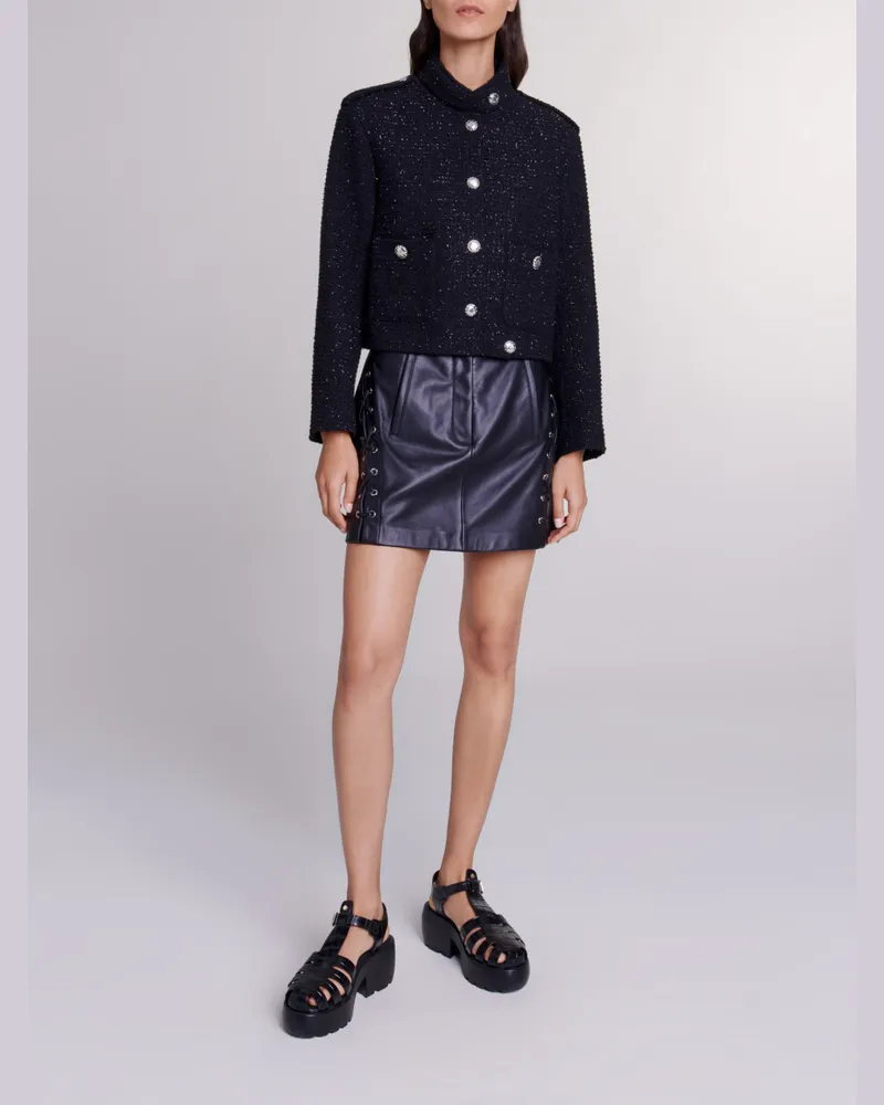 Maje Short Tweed Jacket - Schwarz Schwarz