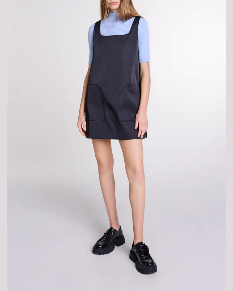 Maje Trägerkleid Aus Satin - Schwarz Schwarz